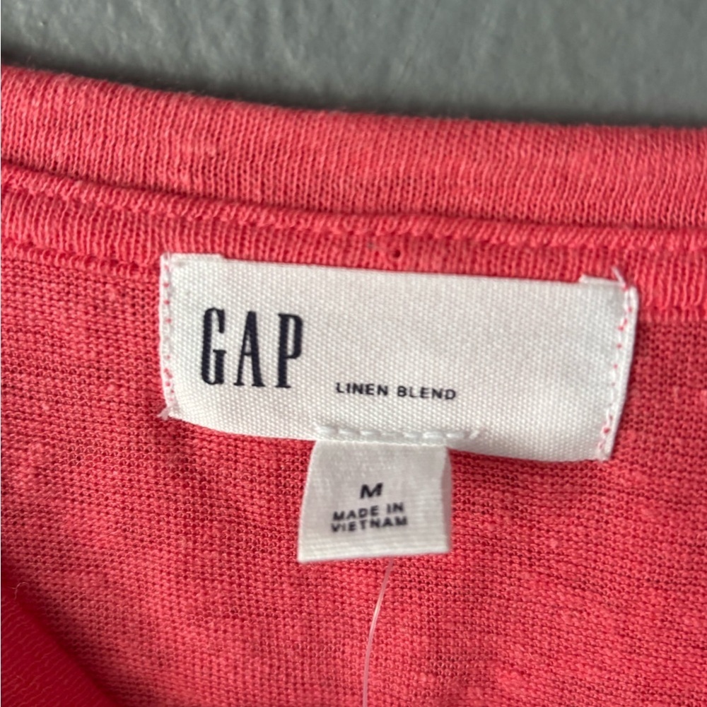 GAP Coral Linen Blend Tank Top Open Ruffle Back Sleeveless Size M - Picture 10 of 13